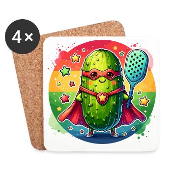 Pickleball Superheld Helden Gurke Paddle - Untersetzer (4er-Set) - Weiß - Vorne