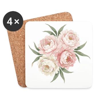 Peonies Bouquet in Pink - Coasters (set of 4) - white - Front