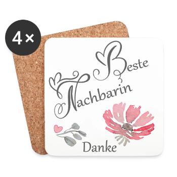 Beste Nachbarin - Untersetzer (4er-Set) - Weiß - Vorne