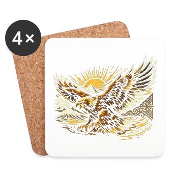 Majestätischer Steinadler Kasach - Untersetzer (4er-Set) - Weiß - Vorne