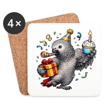 African grey parrot birthday - Coasters (set of 4) - white - Front