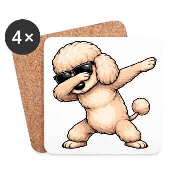 Caniche en train de dobber - Dessous de verre (lot de 4) - blanc - Devant