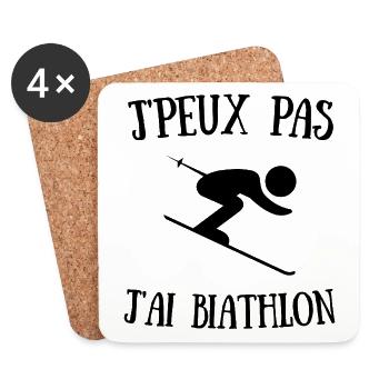 je peux pas j'ai biathlon - Dessous de verre (lot de 4) - blanc - Devant