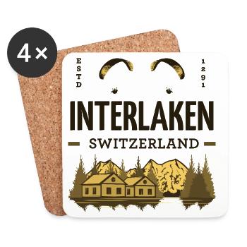 Interlaken Switzerland – Paragliding & Alps - Coasters (set of 4) - white - Front