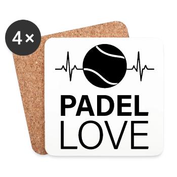 Padel Love Sport Heartbeat Lifestyle - Coasters (set of 4) - white - Front