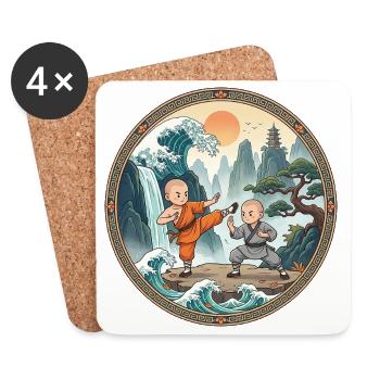 Kung Fu Kämpfer - Untersetzer (4er-Set) - Weiß - Vorne