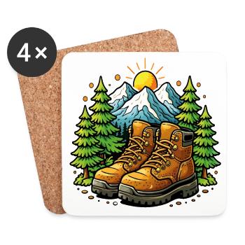 Wandern, Bergen, Naturwandern - Untersetzer (4er-Set) - Weiß - Vorne