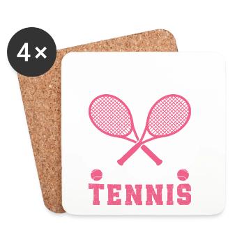 Einfach ein Mädchen, das Tennis liebt, - Untersetzer (4er-Set) - Weiß - Vorne
