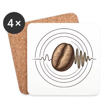 Onde sonore du cœur de café - Dessous de verre (lot de 4) - blanc - Devant