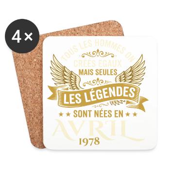 Légendaire depuis Avril 1978 - Vintage Avril 1978 - Dessous de verre (lot de 4) - blanc - Devant