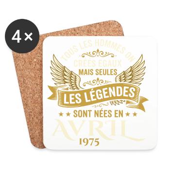 Légendaire depuis Avril 1975 - Vintage Avril 1975 - Dessous de verre (lot de 4) - blanc - Devant
