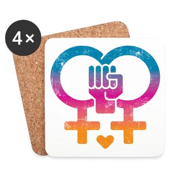 Frauenrechte Frauenpower - Untersetzer (4er-Set) - Weiß - Vorne