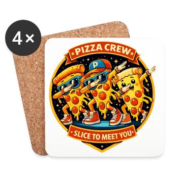 Pizza Crew Slice to Meet You - Coasters (set of 4) - white - Front