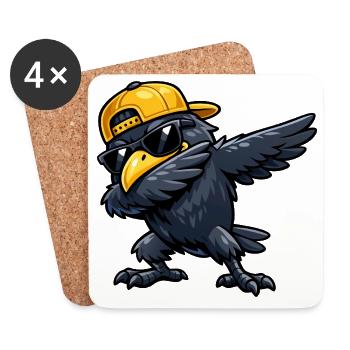 Dabbing Raven - Coasters (set of 4) - white - Front