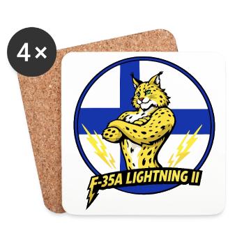 Lighthning2 Finnischer Luchs - Untersetzer (4er-Set) - Weiß - Vorne