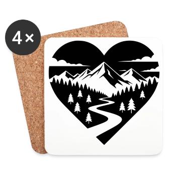 Hiking in the heart, forest path and mountains - Coasters (set of 4) - white - Front