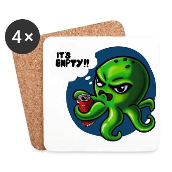 Grumpy Kraken - Untersetzer (4er-Set) - Weiß - Vorne