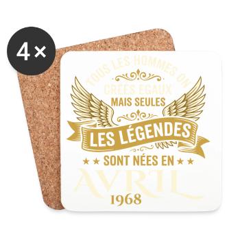 Légendaire depuis Avril 1968 - Vintage Avril 1968 - Dessous de verre (lot de 4) - blanc - Devant
