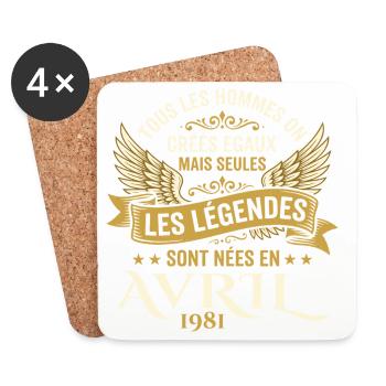 Légendaire depuis Avril 1981 - Vintage Avril 1981 - Dessous de verre (lot de 4) - blanc - Devant