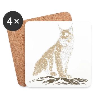 Lynx Rock Portrait Wildcat Nature - Coasters (set of 4) - white - Front