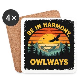 Owl Harmony at Sunset - Coasters (set of 4) - white - Front