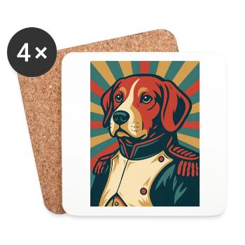 Hund General Retro Poster Stil Vintage Design - Untersetzer (4er-Set) - Weiß - Vorne