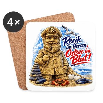 Rerik im Herzen, Ostsee im Blut! - Erik aus Rerik - Untersetzer (4er-Set) - Weiß - Vorne