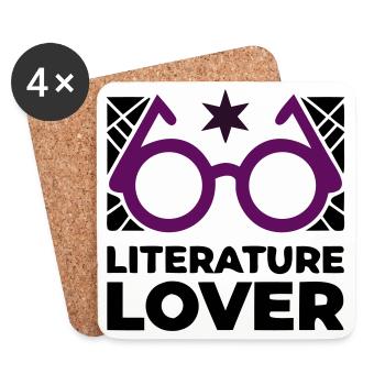 Literature Lover Brille Text - Untersetzer (4er-Set) - Weiß - Vorne