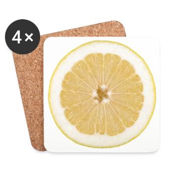 Lemon, Citrus, Lemon Slice, Shirt, Hoodie - Coasters (set of 4) - white - Front
