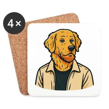 Golden Retriever en tant qu’humain Chemise drôle de chien - Dessous de verre (lot de 4) - blanc - Devant