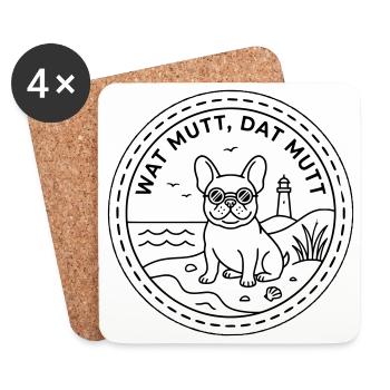 Wat mutt dat mutt French Bulldog by the Sea - Coasters (set of 4) - white - Front