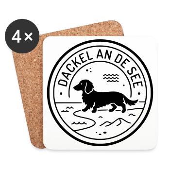 Dackel an de See Moin Platt - Untersetzer (4er-Set) - Weiß - Vorne