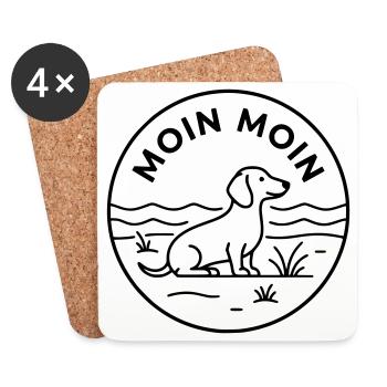 Moin Dackel Meer Badge - Untersetzer (4er-Set) - Weiß - Vorne