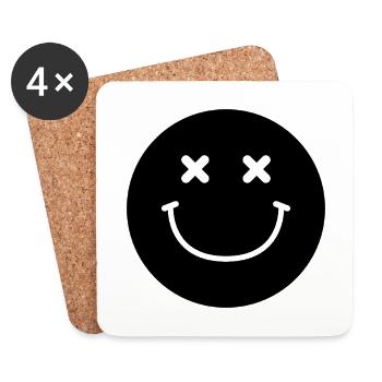 Smiley-Gesicht - Untersetzer (4er-Set) - Weiß - Vorne