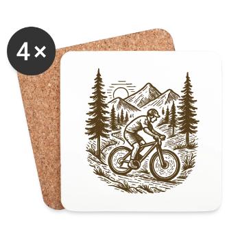 Mountain Bike Flow: Vintage MTB Design Mountains - Coasters (set of 4) - white - Front