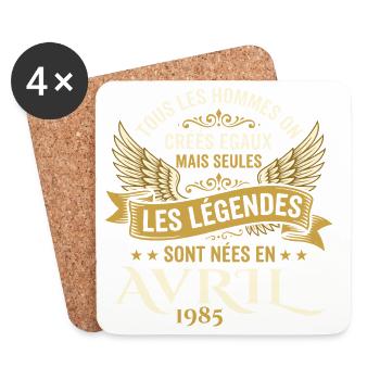 Légendaire depuis Avril 1985 - Vintage Avril 1985 - Dessous de verre (lot de 4) - blanc - Devant