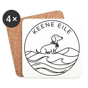 Badge de teckel Sea Keene Rush - Dessous de verre (lot de 4) - blanc - Devant