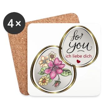For you blossom heart love - Coasters (set of 4) - white - Front