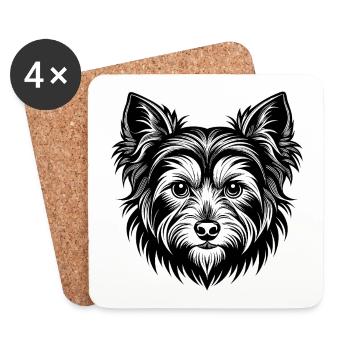 Yorkshire Terrier - Untersetzer (4er-Set) - Weiß - Vorne