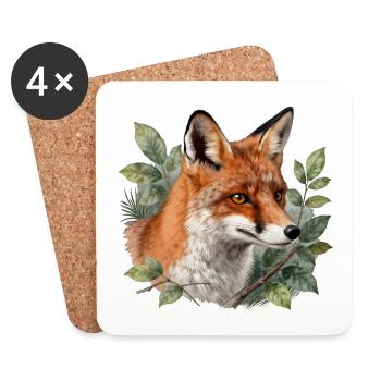 Renard botanique - Dessous de verre (lot de 4) - blanc - Devant