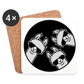 Drei Coole Lamas Sonnenbrille Kreis Badge Lustig - Untersetzer (4er-Set) - Weiß - Vorne