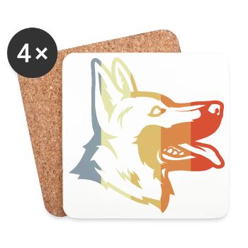 Vintage German Shepherd - Coasters (set of 4) - white - Front