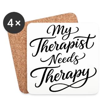 Mein Therapeut braucht Therapie - Untersetzer (4er-Set) - Weiß - Vorne
