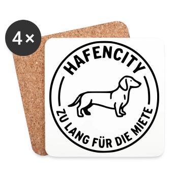 Hafen City Dackel Hamburg HH - Untersetzer (4er-Set) - Weiß - Vorne