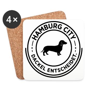 HAMBURG City Dackel entscheidet - Untersetzer (4er-Set) - Weiß - Vorne