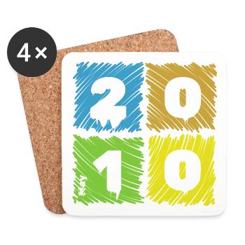 16. Geburtstag Farbige Patches since 05/2010 - Coasters (set of 4) - white - Front