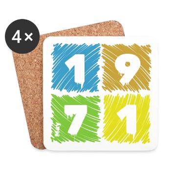 55. Écussons Geburtstag Farbige depuis 05/1971 - Dessous de verre (lot de 4) - blanc - Devant