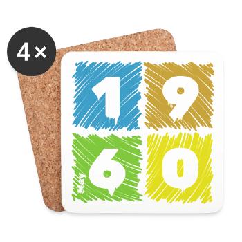 66th Birthday Colored Patches since 05/1960 - Coasters (set of 4) - white - Front