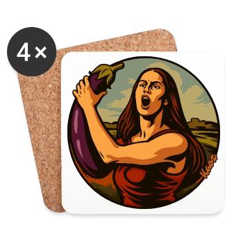 Pop-Art Frau mit Aubergine - Untersetzer (4er-Set) - Weiß - Vorne