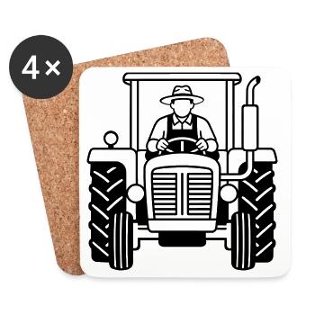 Tractor - Coasters (set of 4) - white - Front